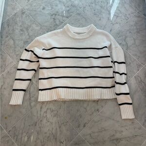 Quince Black and White Striped Women's Sweater